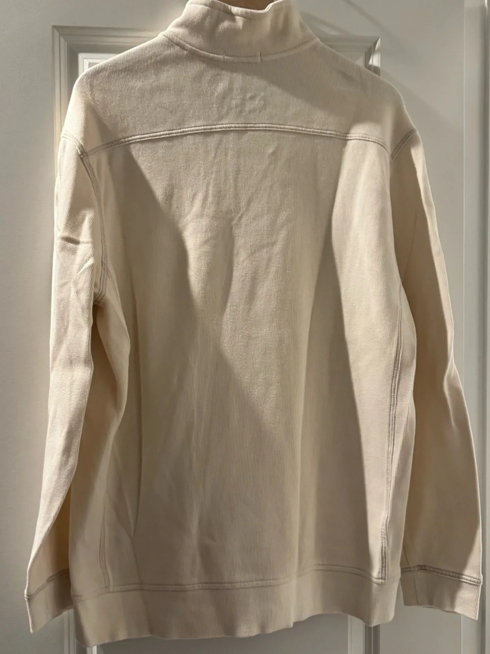 Tommy Bahama Cream Quarter-Zip Sweater with Light Blue Dolphin